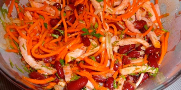 Салат с фасолью и морковью - пошаговые рецепты приготовления мясных или постных с фото